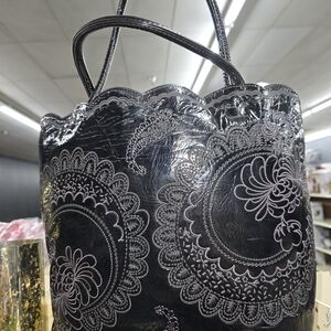 Brighton Black and Silver Embroidered Tote